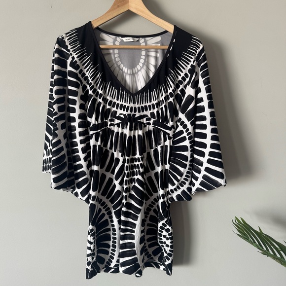 Trina Turk Women's Algiers Tunic Cover Up black White small - Picture 2 of 9